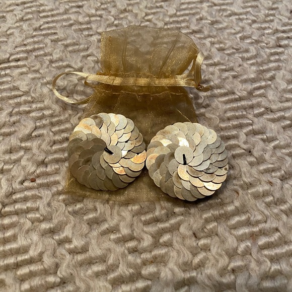 Gold Sequin Shoe Clip or Clip on Earrings - Picture 2 of 5